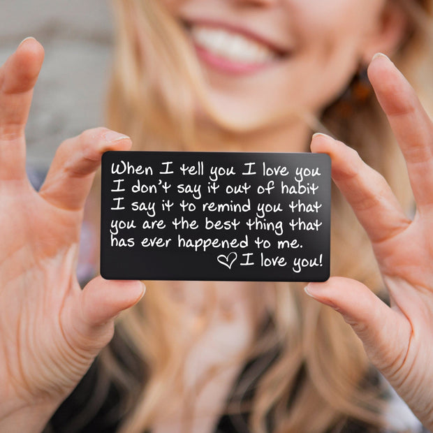 Red Dot Laser Engraving Wallet Cards Laser Engraved Wallet Card Note Insert | "When I Tell You I Love You..."
