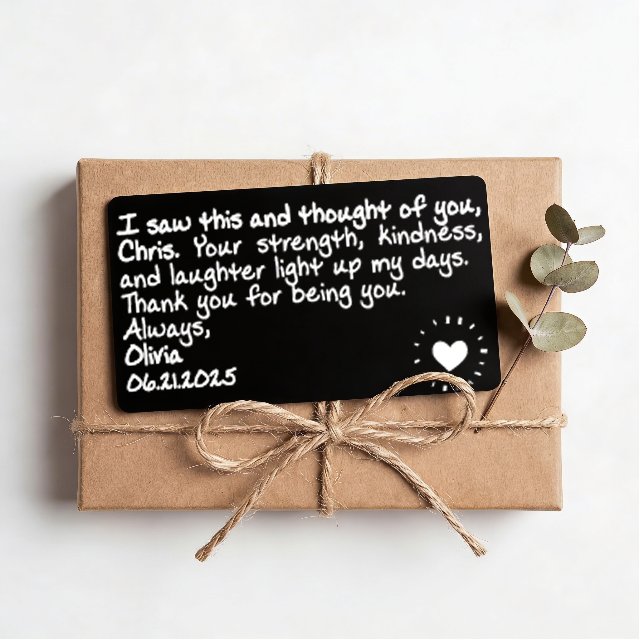 Custom engraved wallet card for husband from wife