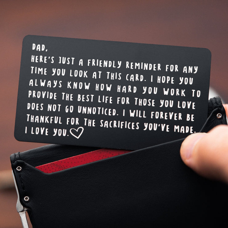 Red Dot Laser Engraving Wallet Cards Engraved Wallet Card Note for Dad | I Love You Dad, Fathers Day