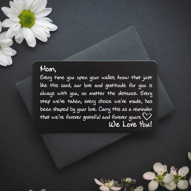 Red Dot Laser Engraving Wallet Cards Engraved Wallet Card Note for Mom | Love You Mom, Mothers Day