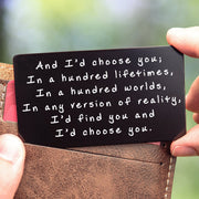 Red Dot Laser Engraving Wallet Cards "I'd Choose You" - Wallet Card