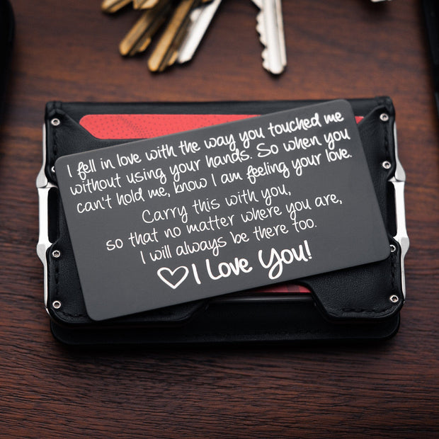 Red Dot Laser Engraving Wallet Cards Laser Engraved Wallet Card Note Insert | "I Fell in Love"
