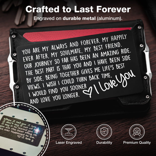 Red Dot Laser Engraving Wallet Cards "You Are My Always and Forever" – Wallet Card