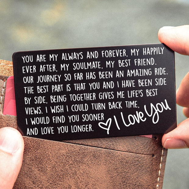 Red Dot Laser Engraving Wallet Cards "You Are My Always and Forever" – Wallet Card