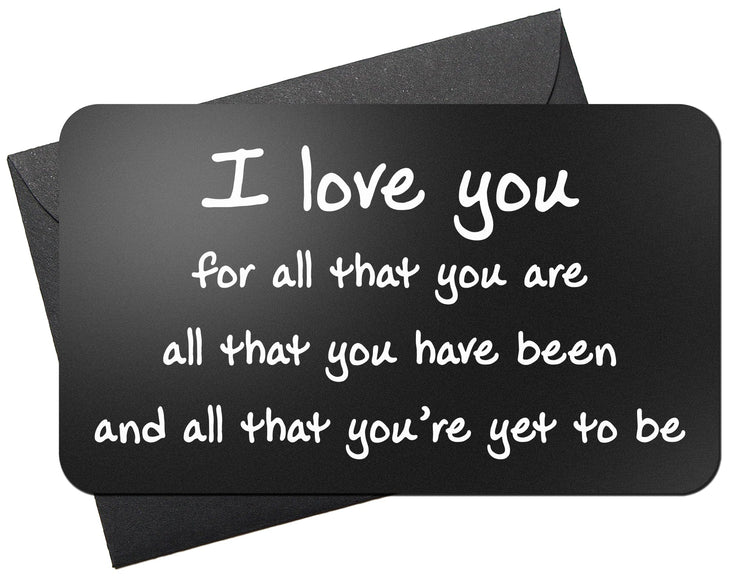 Red Dot Laser Engraving Guild Product Laser Engraved Wallet Card Note Insert | "I Love You For All That You Are"