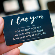 Red Dot Laser Engraving Guild Product Laser Engraved Wallet Card Note Insert | "I Love You"
