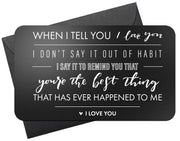 Red Dot Laser Engraving Guild Product Laser Engraved Wallet Card Note Insert | "When I Tell You I Love You"