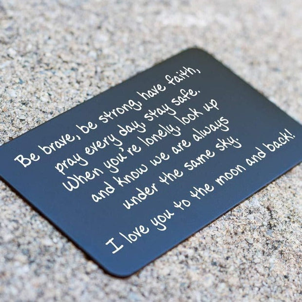 Red Dot Laser Engraving Laser Engraved Wallet Card Note Insert | "Be Brave, Be Strong"