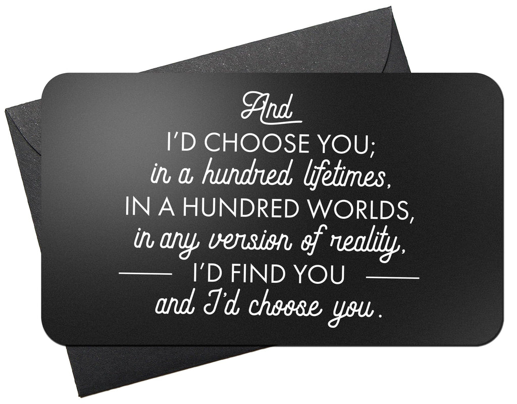 Red Dot Laser Engraving Laser Engraved Wallet Card Note Insert | "I'd Choose You"