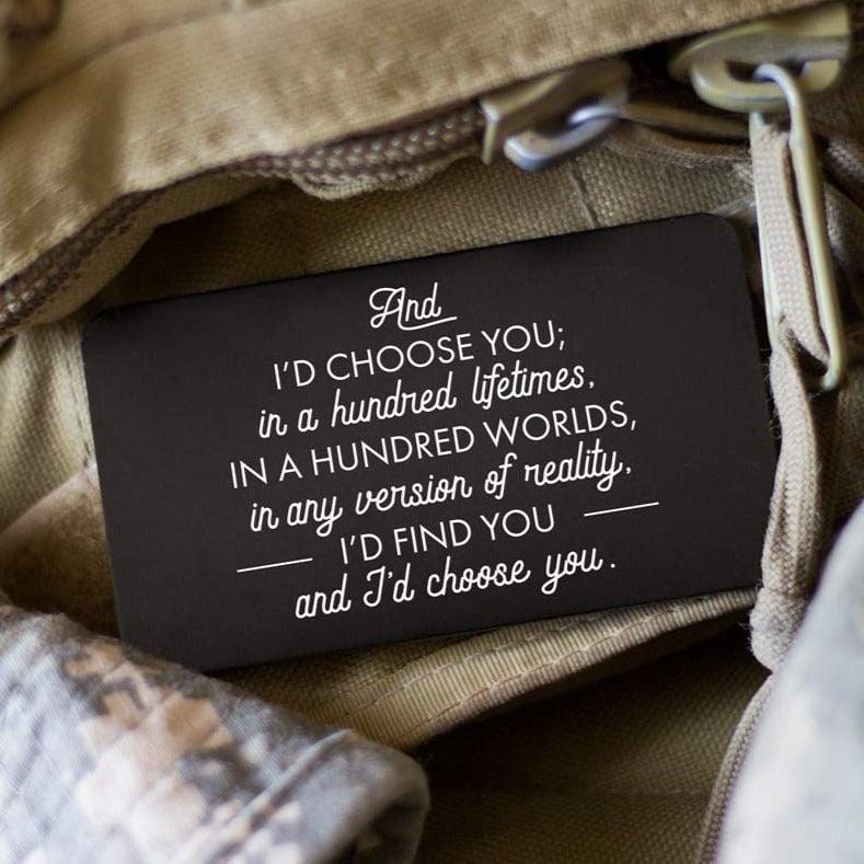 Red Dot Laser Engraving Laser Engraved Wallet Card Note Insert | "I'd Choose You"