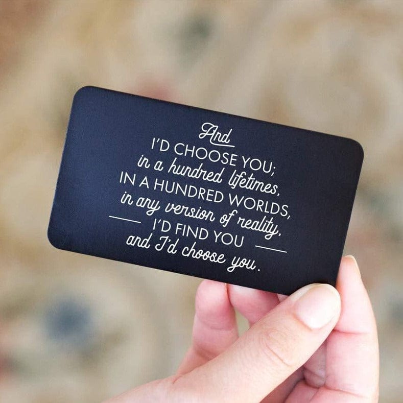 Red Dot Laser Engraving Laser Engraved Wallet Card Note Insert | "I'd Choose You"