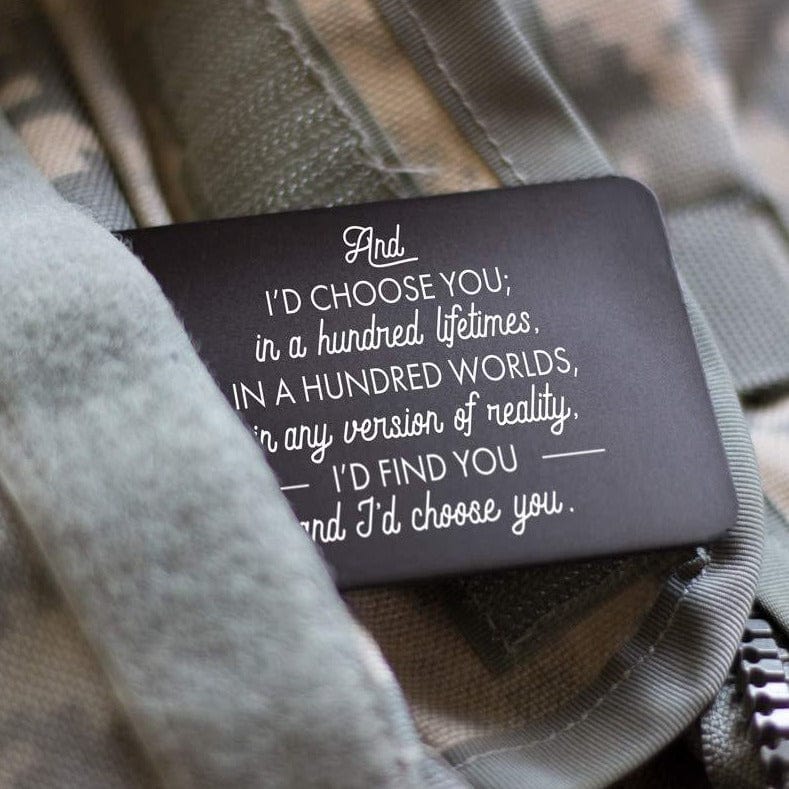 Red Dot Laser Engraving Laser Engraved Wallet Card Note Insert | "I'd Choose You"