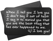 Red Dot Laser Engraving Laser Engraved Wallet Card Note Insert | "When I Tell You I Love You..."