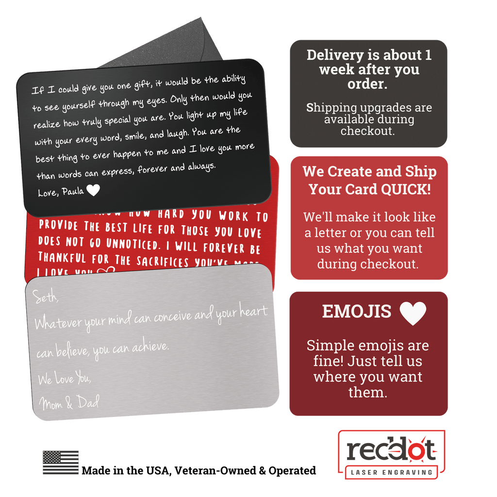 Red Dot Laser Engraving Personalized Wallet Card - Write Your Own Message