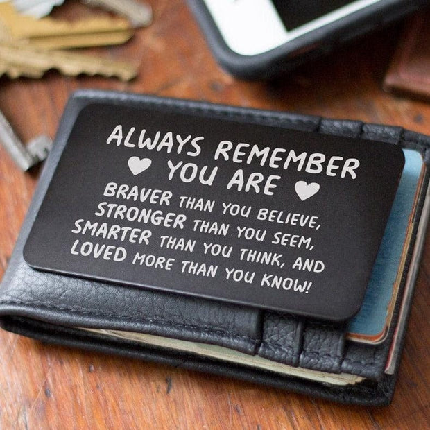 Encouragement, Inspiration, Motivation | A Perfect Dose of Daily Love and Support | Laser Engraved Wallet Card for Him or Her, Carried Daily