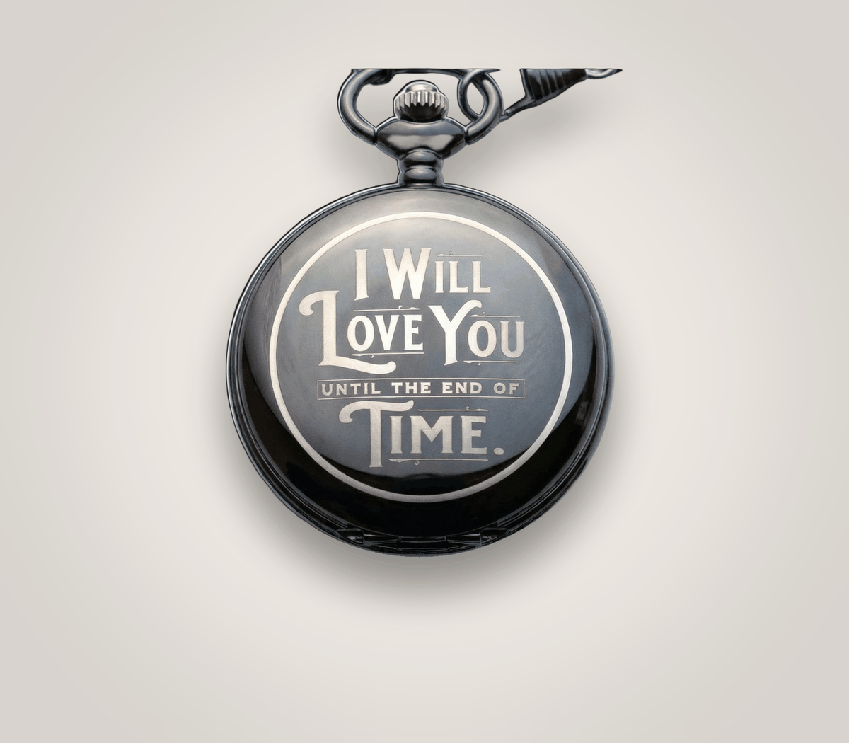 11th anniversary steel gift — engraved steel pocket watch