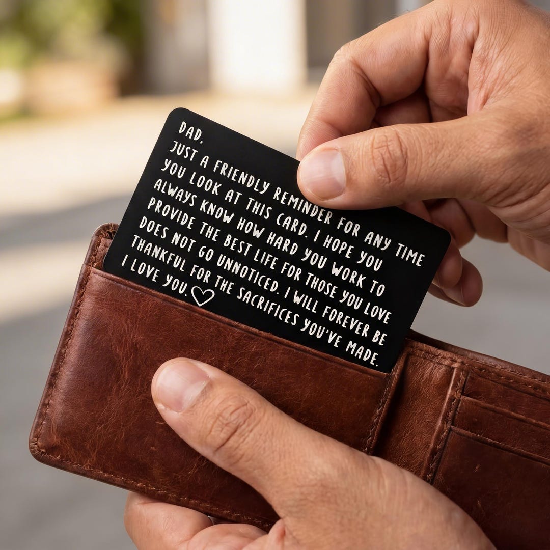 Engraved To My Dad wallet card — laser-engraved aluminum Father's Day gift