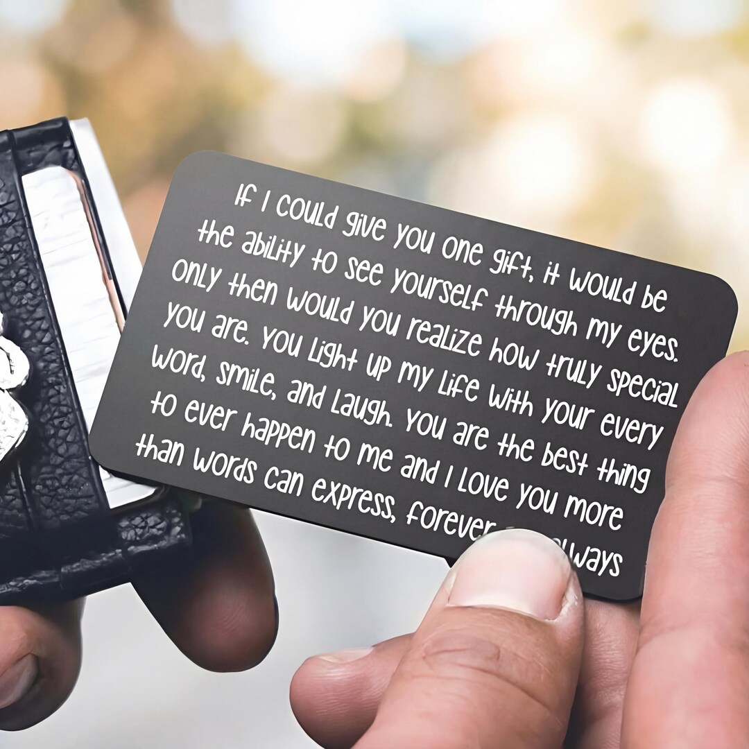 Custom engraved wallet card with your own message